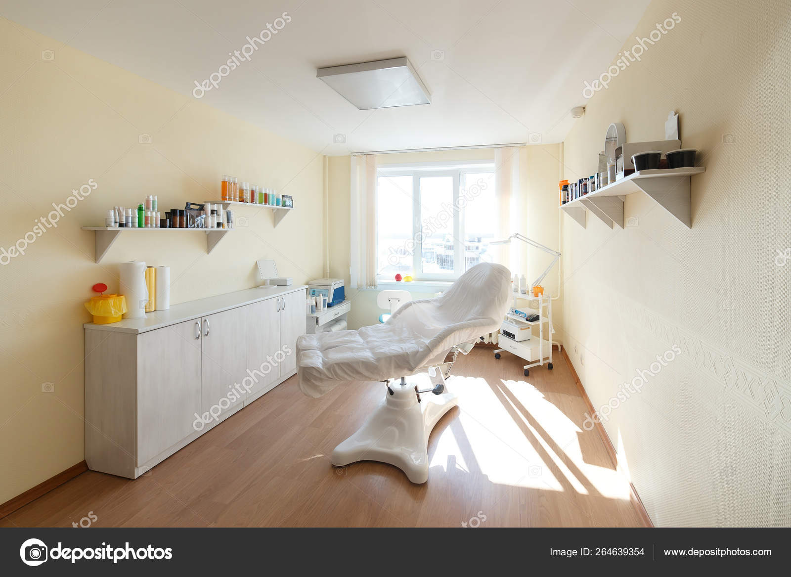 Cosmetologist Cabinet With Massage Table In Modern Beauty