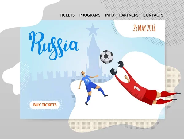 Rusia y el fútbol. Jugadores con antecedentes históricos. Copyspace. Plantilla de diseño de sitio web, póster, medios impresos. Ilustración vectorial . — Archivo Imágenes Vectoriales