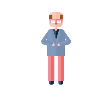 Kel muhasebeci gözlük. Düz vektör çizim. Beyaz arka plan üzerinde izole.