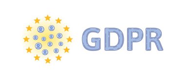 Gdpr ve online güvenlik. Daire Avrupa Birliği yıldız kişisel hesaplar. Gdpr harfler. Genel veri koruma yönetmeliği. Düz vektör konsept illüstrasyon. Beyaz izole.