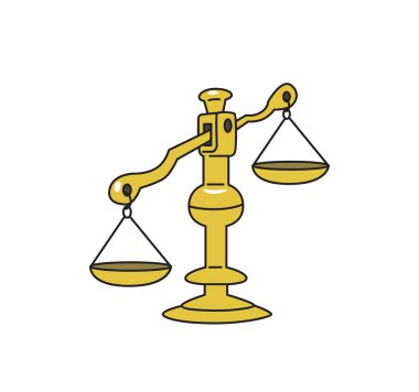 Terazi tartı eski moda. Ölçüm sembolü. Ölçümleri simgesi. Renkli çizgi vektör çizim. Beyaz arka plan üzerinde izole