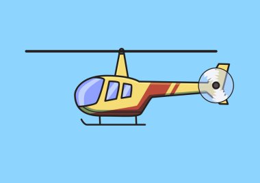 Işık helikopter, helikopter, uçak. Düz vektör çizim. Üzerinde mavi arka plan izole.