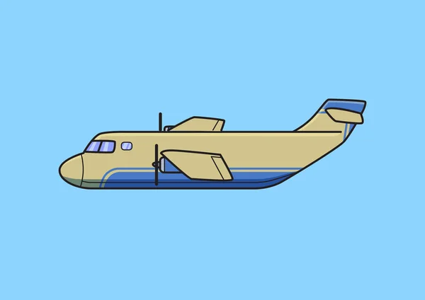 Transport aircraft, cargo airplane. Flat vector illustration. Isolated on blue background. — Stock Vector