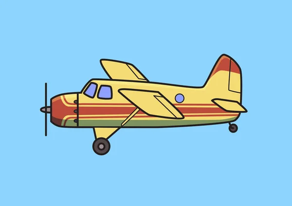 Buschflugzeug, Kolbenflugzeug, Flugzeug. flache Vektordarstellung. isoliert auf blauem Hintergrund. — Stockvektor