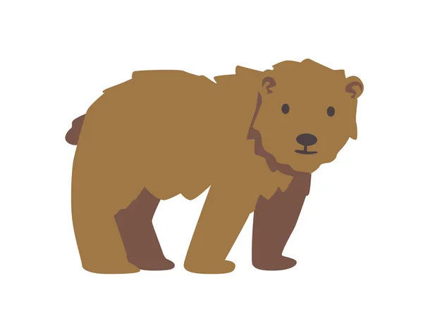 Bonito oso marrón. Ilustración vectorial plana. Aislado sobre fondo blanco — Archivo Imágenes Vectoriales