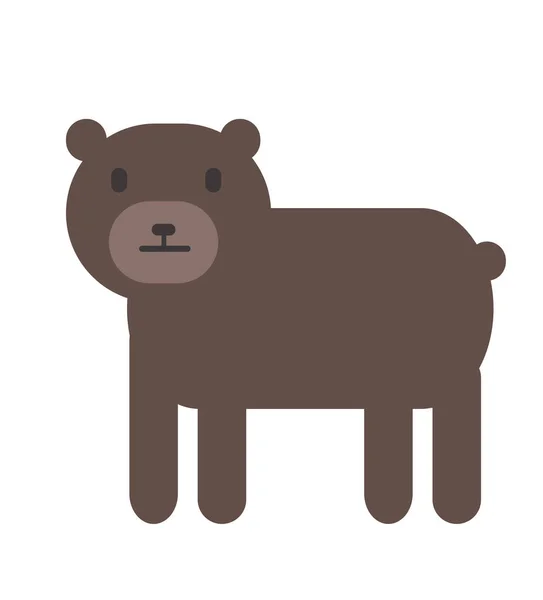 Urso castanho bonito, estilo simples. Ilustração vetorial plana. Isolado sobre fundo branco —  Vetores de Stock