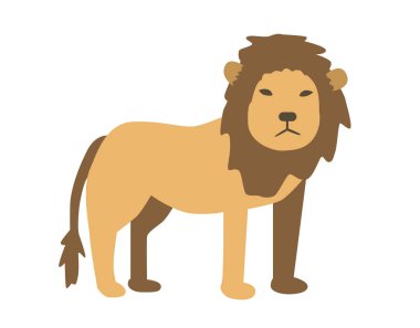 Aslan. Düz vektör çizim. Beyaz arka plan üzerinde izole.