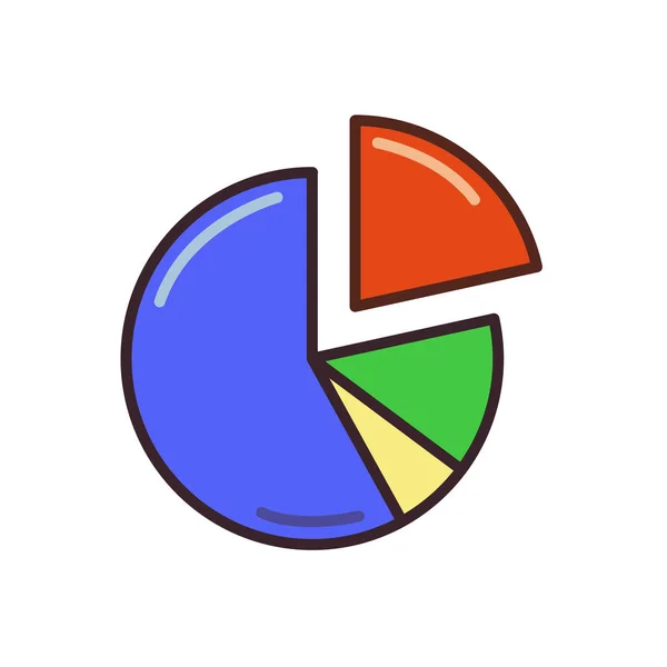 Icono de gráfico de pastel, diagrama porcentual. Ilustración vectorial de línea. Aislado sobre fondo blanco . — Vector de stock