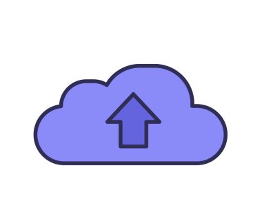 Bulut simgesi. Bulut sync simgesi. Çizgi vektör çizim renkli. Beyaz arka plan üzerinde izole.