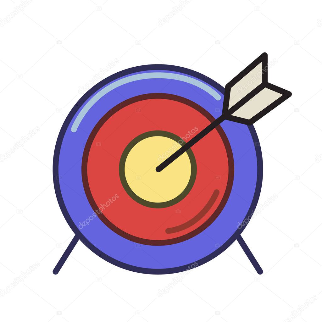Arrow target icon. Line colored vector illustration. Isolated on white background.