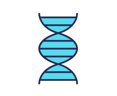 DNA simgesi. Çizgi vektör çizim renkli. Beyaz arka plan üzerinde izole