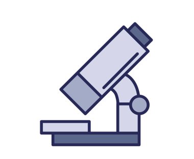 Mikroskop simgesi. Çizgi vektör çizim renkli. Beyaz arka plan üzerinde izole