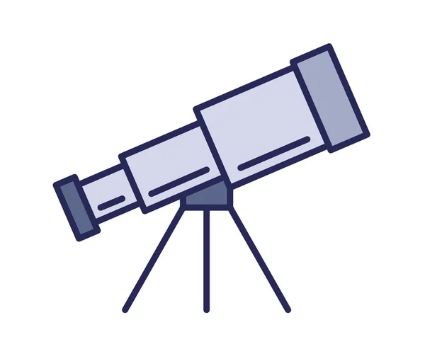 Telescoop pictogram, spyglass. Lijn gekleurde vectorillustratie. Geïsoleerd op witte achtergrond — Stockvector