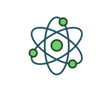 Atom, molekül simgesi. Çizgi vektör çizim renkli. Beyaz arka plan üzerinde izole