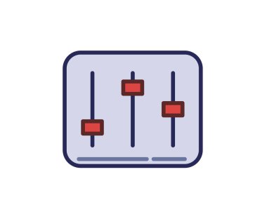 Karıştırıcı paneli simgesini, ayarlar. Çizgi vektör çizim renkli. Beyaz arka plan üzerinde izole