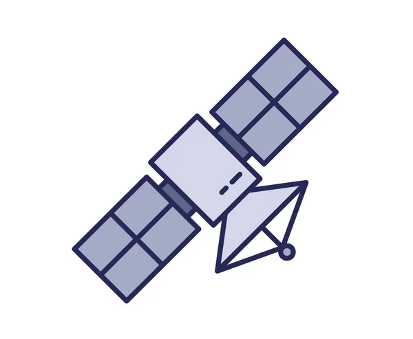 Satelliten-Symbol. Linienfarbige Vektorabbildung. isoliert auf weißem Hintergrund — Stockvektor