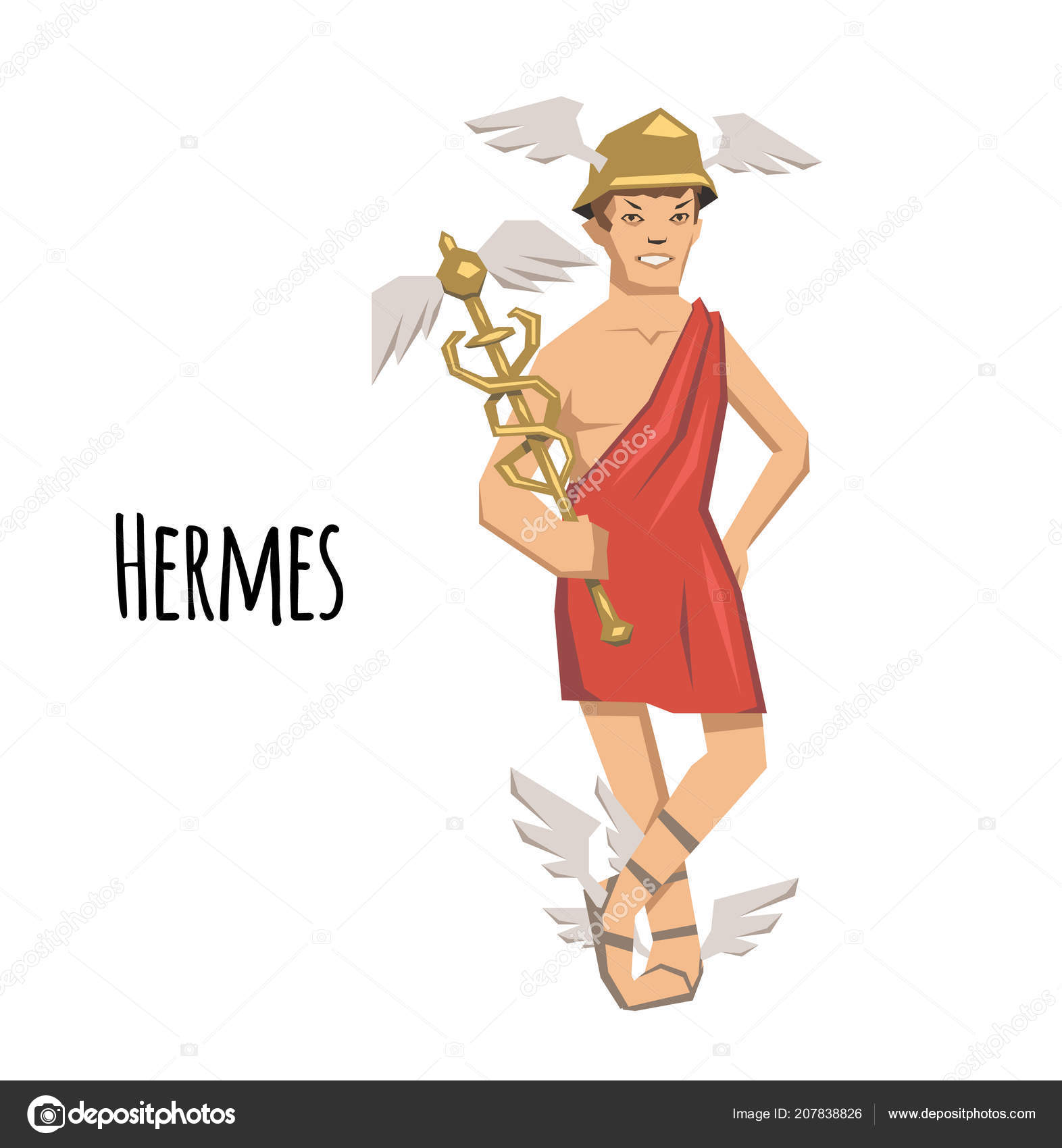 Hermes Ancient Greek God Of Roadways Travelers Merchants And Thieves Messenger Of The Gods Mythology Flat Vector Illustration Isolated On White Background Stock Vector C Goodstocker Yandex Ru 786