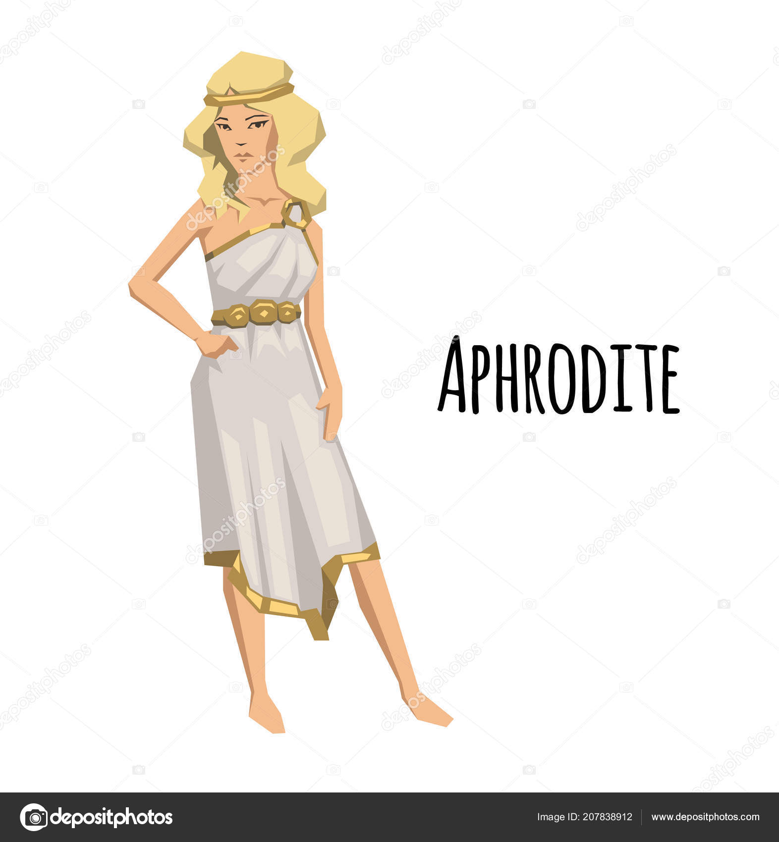 Aphrodite, ancient Greek goddess of Love and Beauty. Mythology. Flat vector  illustration. Isolated on white background. Stock Vector Image by  © #207838912