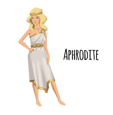 Aphrodite, ancient Greek goddess of Love and Beauty. Mythology. Flat vector illustration. Isolated on white background. clipart