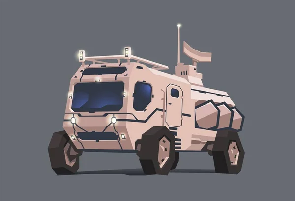 Mars-Rover-Fahrzeug. Konzeptvektorillustration, isoliert auf grauem Hintergrund. — Stockvektor