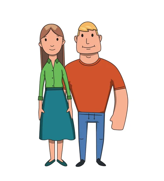 Mladý šťastný pár. Plochá vektorové ilustrace. Izolované na bílém pozadí. — Stockový vektor