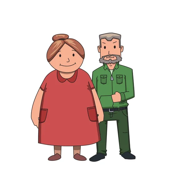 Heureux couple de personnes âgées souriant. Mode de vie actif après la retraite. Illustration vectorielle plate. Isolé sur fond blanc . — Image vectorielle
