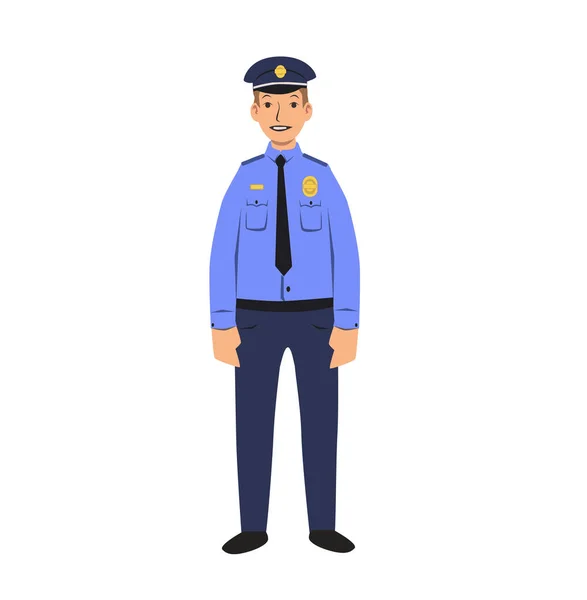 Un agente di polizia. Illustrazione a vettore piatto. Isolato su sfondo bianco . — Vettoriale Stock