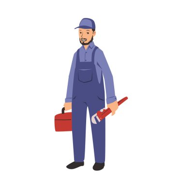 Tesisatçı araçlarıyla. Düz vektör çizim. Beyaz arka plan üzerinde izole.