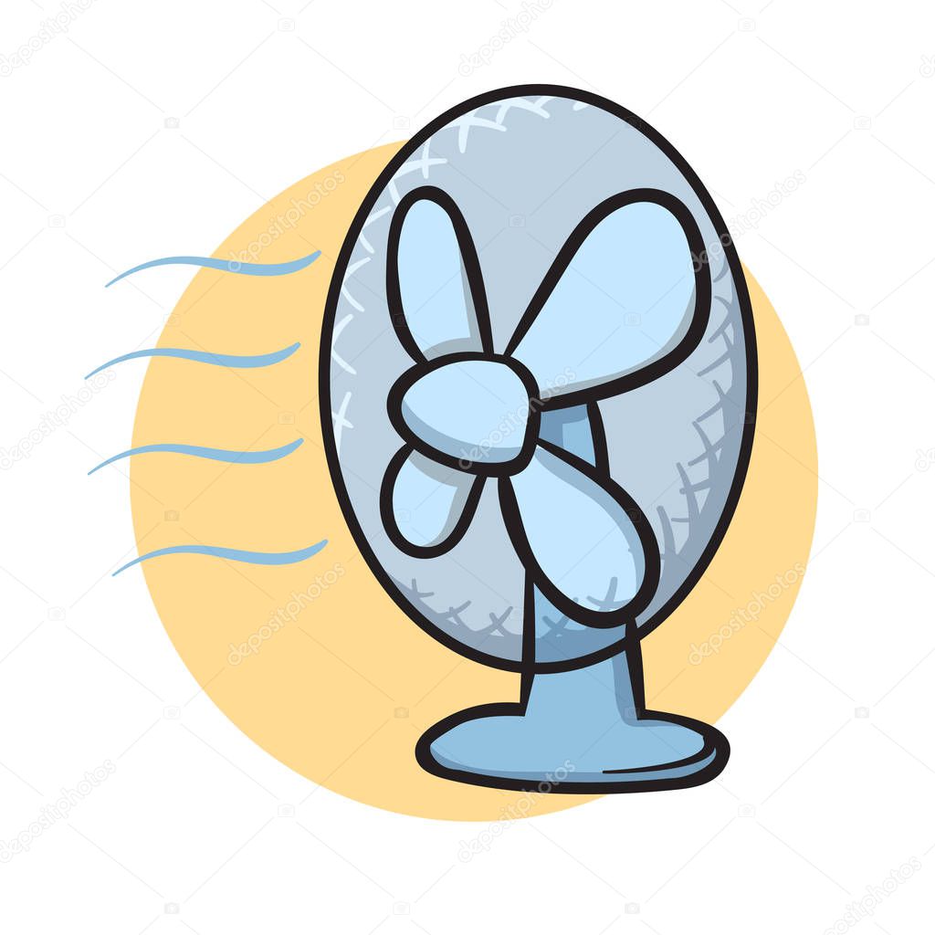 Table fan. Vector illustration, isolated on white.