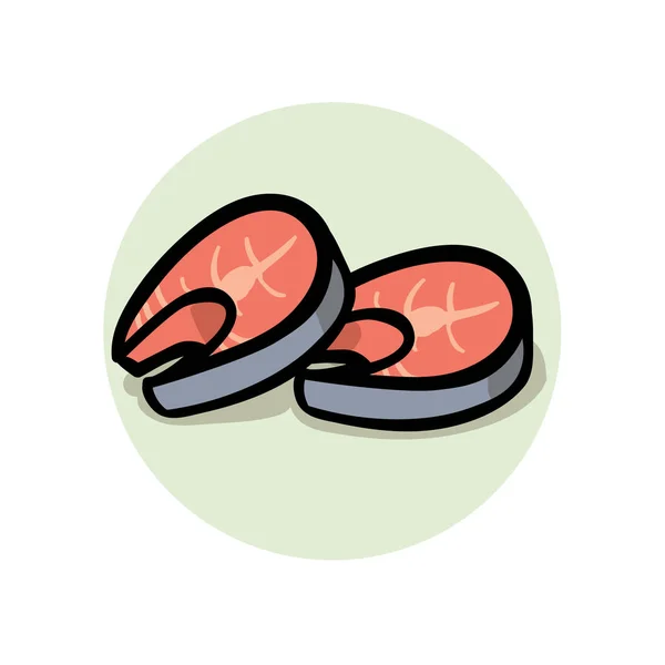 Dos trozos de filete de pescado. Ilustración vectorial, aislada en blanco . — Vector de stock