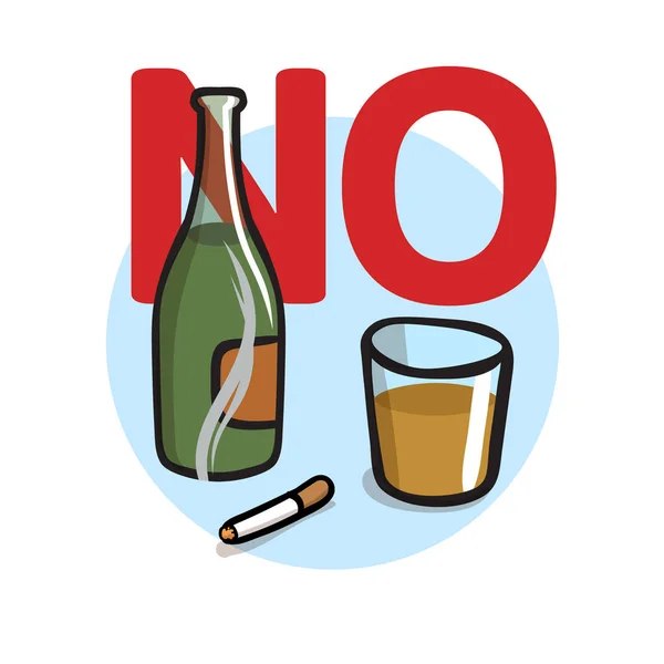 Niet roken, geen Alcohol. Platte vectorillustratie. Geïsoleerd op witte achtergrond. — Stockvector