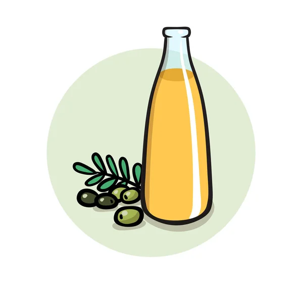 Здоровое растительное масло в стеклянной бутылке. Плоский векторный рисунок. Изолированный на белом фоне . — стоковый вектор