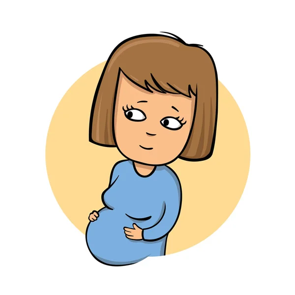 Jeune fille enceinte, icône de style dessin animé. Illustration vectorielle plate. Isolé sur fond blanc . — Image vectorielle