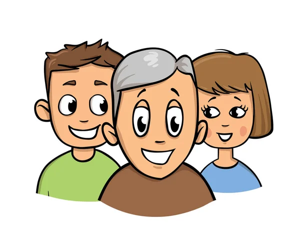 Garçon, fille et senior. Prendre soin des personnes âgées icône. Illustration vectorielle plate. Isolé sur fond blanc . — Image vectorielle