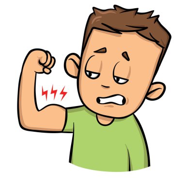 Duygu sıcak ve hasta çocuk. Isı, Güneş kontur, hastalık. Renkli düz vektör çizim. Beyaz arka plan üzerinde izole.