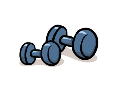 Dambbells çizgi film simgesi. Düz vektör çizim. Beyaz arka plan üzerinde izole.