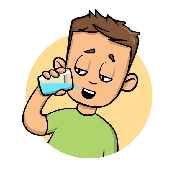 Un tipo bebiendo agua. Icono de diseño plano. Ilustración colorida del vector plano. Aislado sobre fondo blanco . — Vector de stock