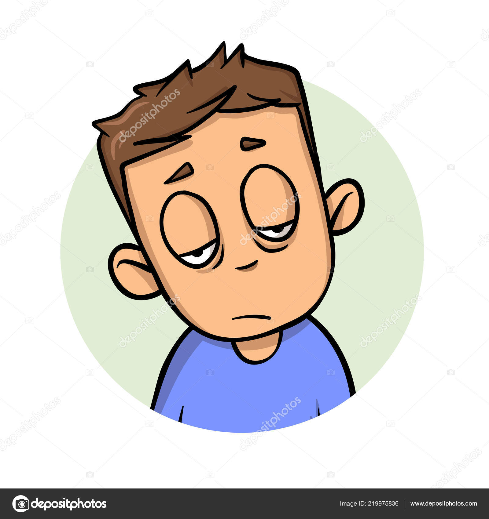 Exhausted young guy. Flat design icon. Flat vector illustration. Isolated  on white background. Stock Vector Image by © #219975836