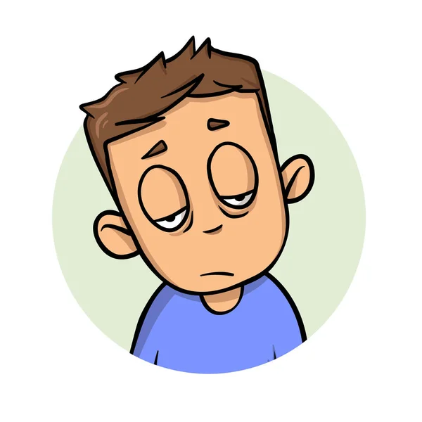 Joven agotado. Icono de diseño plano. Ilustración vectorial plana. Aislado sobre fondo blanco . — Vector de stock