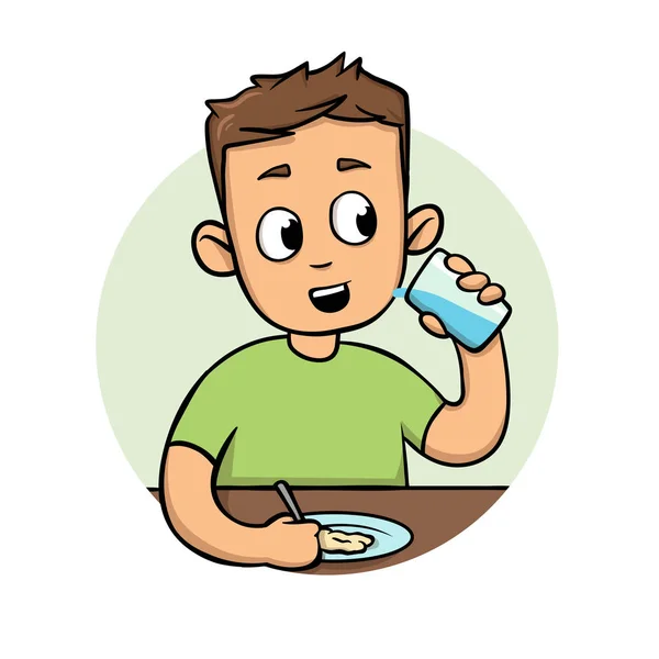 Joven comiendo. Icono de diseño plano. Ilustración colorida del vector plano. Aislado sobre fondo blanco . — Vector de stock