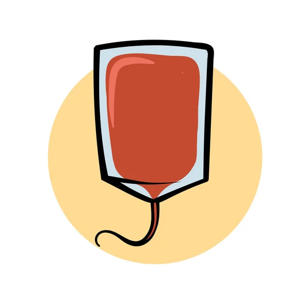 Bolsa de sangre, transfusión. Icono de diseño de dibujos animados. Ilustración vectorial plana. Aislado sobre fondo blanco . — Vector de stock