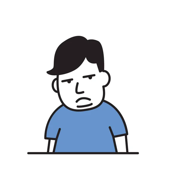 Overweight sad boy. Obesity. Cartoon design icon. Flat vector illustration. Isolated on white background. — Stock Vector