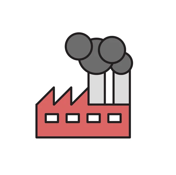 Icono de planta industrial. Ilustración vectorial de línea. Aislado sobre fondo blanco — Vector de stock