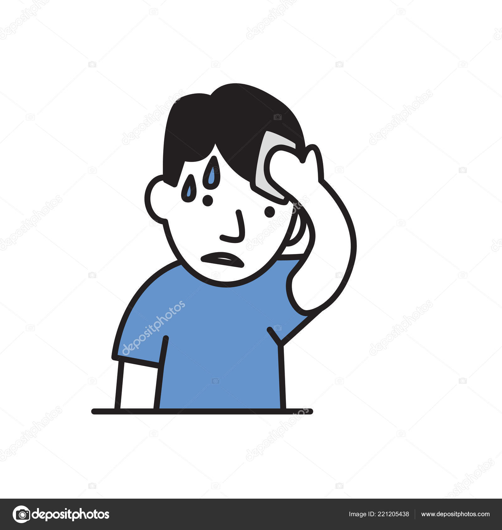 Young sweating man wipes his forehead. Flat design icon. Flat vector illustration. Isolated on white background. Stock Vector Image by © #221205438 Young sweating man wipes his forehead. Flat design icon. Flat vector illustration. Isolated on white background. Stock Vector Image by © #221205438