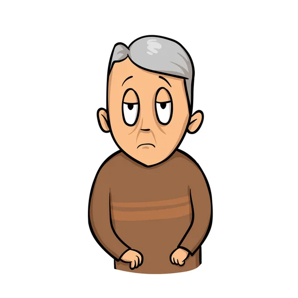 Smutný starý muž. Nešťastný dědeček. Plochá vektorové ilustrace. Izolované na bílém pozadí. — Stockový vektor