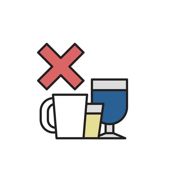 Dile que no al alcohol y la cafeína. Alcohol, sin cafeína. Ilustración vectorial plana. Aislado sobre fondo blanco . — Vector de stock