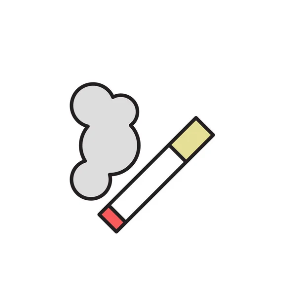 Cigarro queimado com fumo. Ícone de desenho animado. Ilustração vetorial plana. Isolado sobre fundo branco . — Vetor de Stock