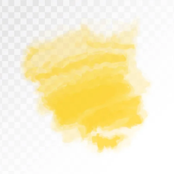 Amarillo acuarela lugar artístico. Ilustración vectorial, aislada sobre fondo transparente . — Vector de stock