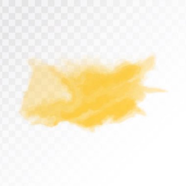 Sarı suluboya sanatsal nokta. Vektör çizim, şeffaf arka plan üzerinde izole.