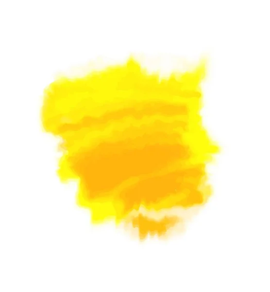 Forma abstracta de acuarela amarilla y naranja, aislada sobre fondo blanco. Elemento texturizado. Ilustración vectorial . — Archivo Imágenes Vectoriales